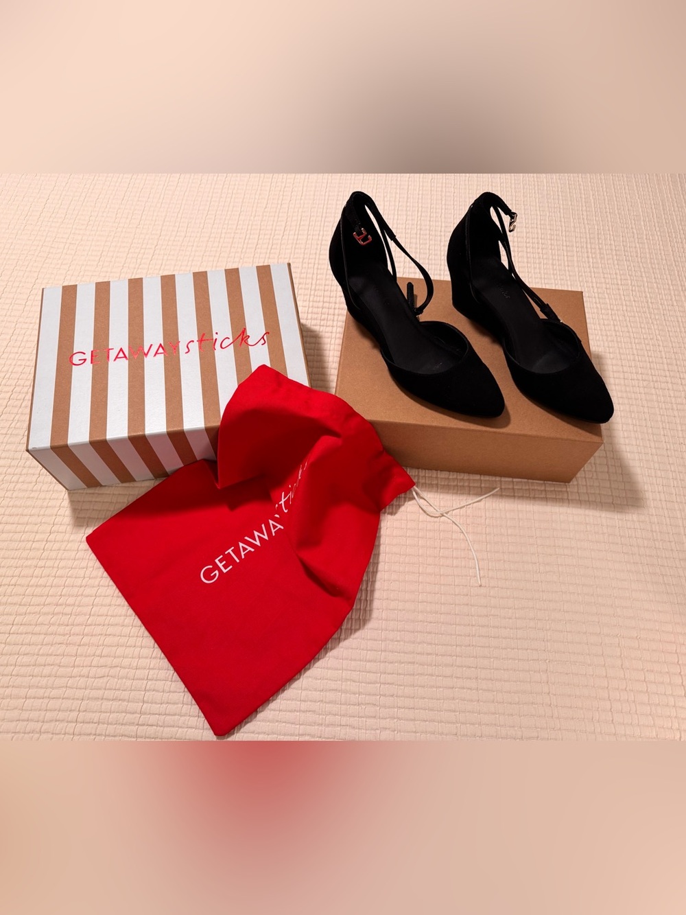 Black Pointed-Toe Ankle Tie Heels
